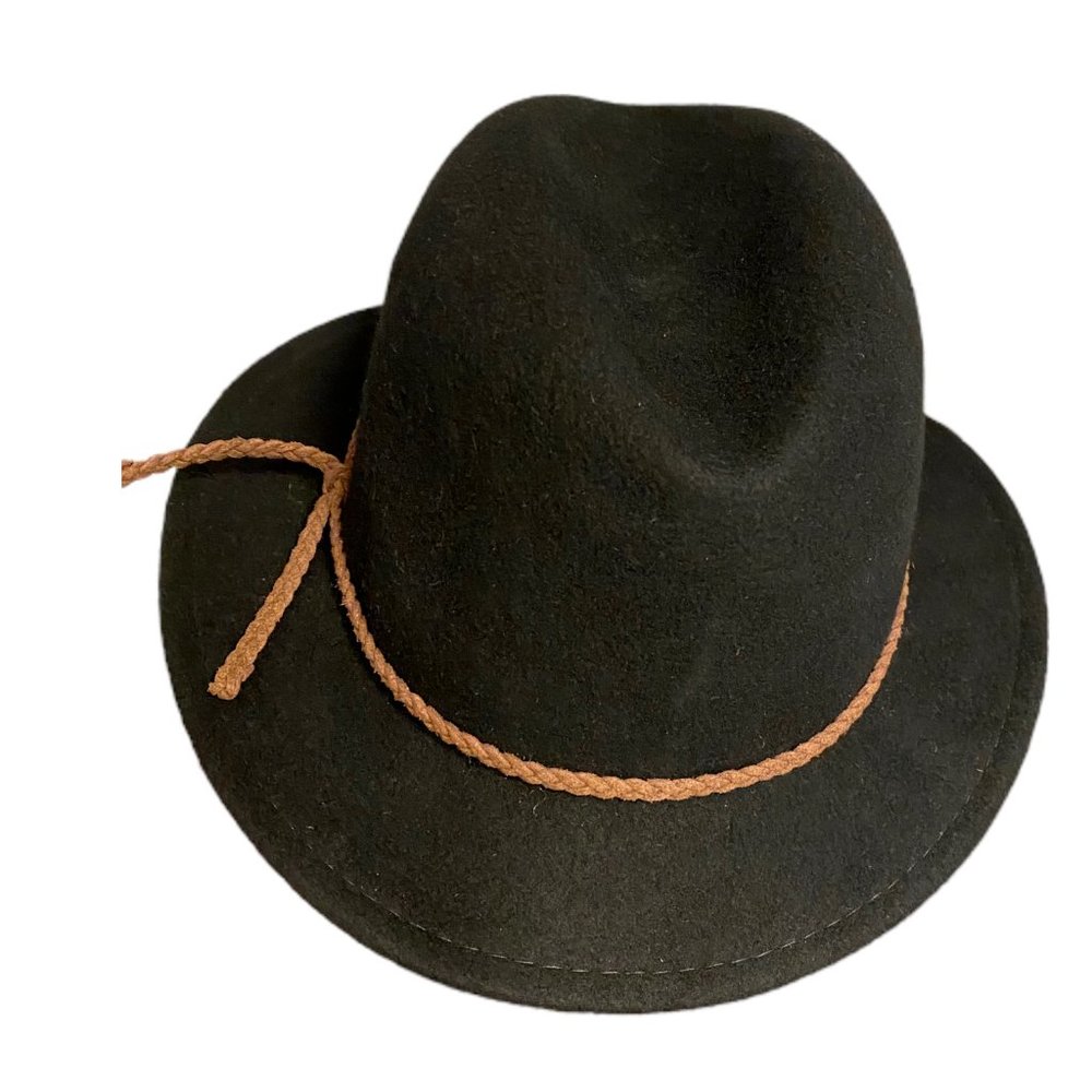 NEW Hat Attack Wool Felt Leather Braided Tie Medium Brim Black Fedora Hat OS - Picture 5 of 9